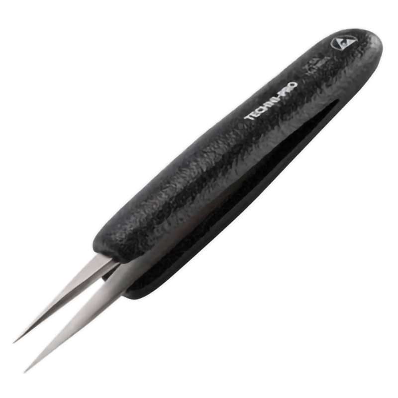 ESD Foam Tweezers, Style 3C, Anti-Acid/Anti-Mag, SS, Fine, Pointed, 4.3"